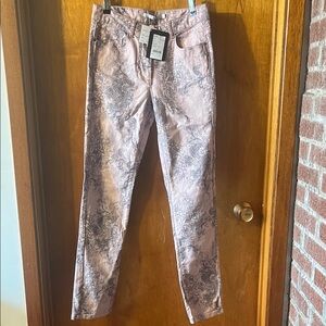 Woman’s Lauren Vidal Pink Paisley Skinny Jeans With Detail Small